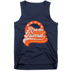 Rhode Island Retro Distressed 70s Style Stars Home State Tank Top