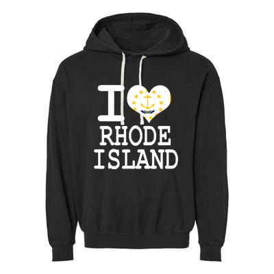 Rhode Island Rhode Island Flag Map Usa Garment-Dyed Fleece Hoodie