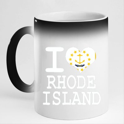 Rhode Island Rhode Island Flag Map Usa 11oz Black Color Changing Mug