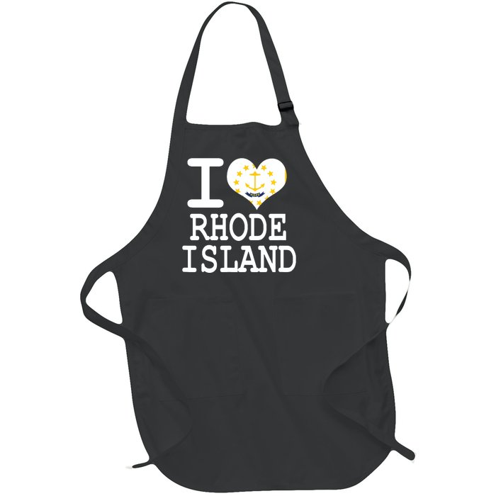 Rhode Island Rhode Island Flag Map Usa Full-Length Apron With Pockets