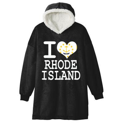 Rhode Island Rhode Island Flag Map Usa Hooded Wearable Blanket