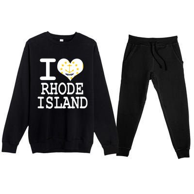 Rhode Island Rhode Island Flag Map Usa Premium Crewneck Sweatsuit Set