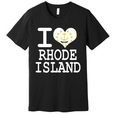 Rhode Island Rhode Island Flag Map Usa Premium T-Shirt