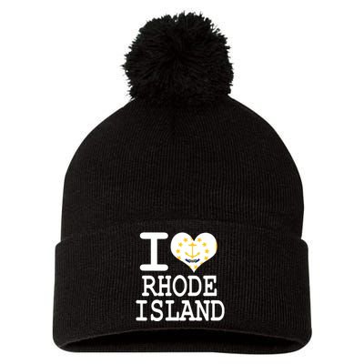 Rhode Island Rhode Island Flag Map Usa Pom Pom 12in Knit Beanie