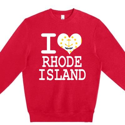 Rhode Island Rhode Island Flag Map Usa Premium Crewneck Sweatshirt