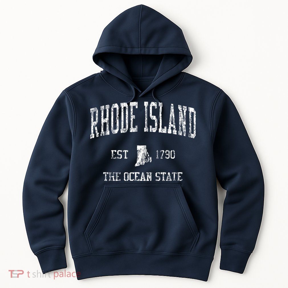 Rhode Island Ri Vintage Sports Design Hoodie