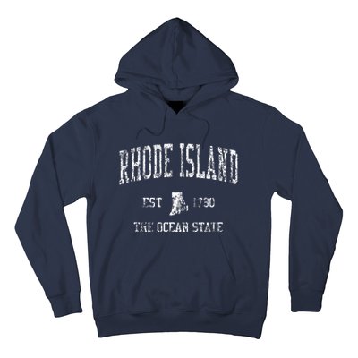 Rhode Island Ri Vintage Sports Design Hoodie