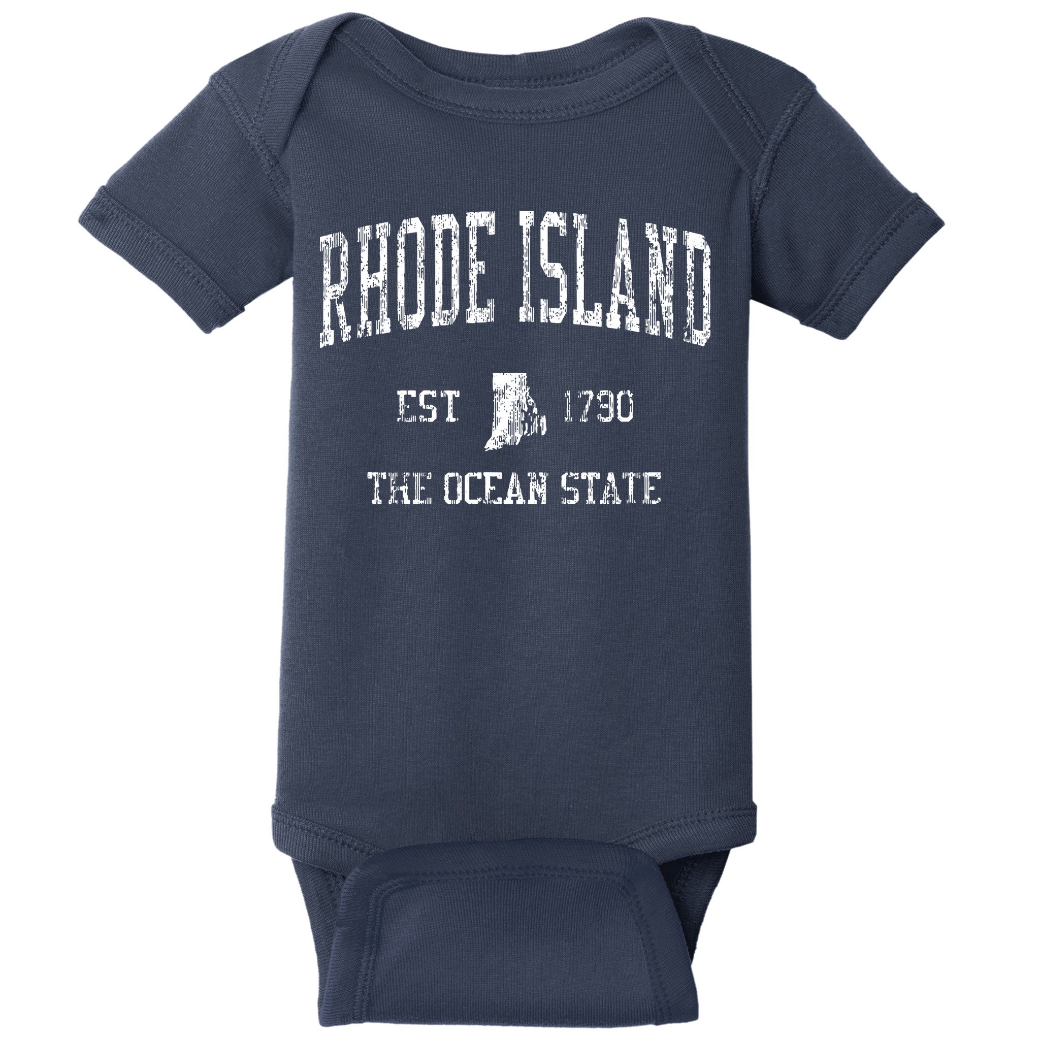 Rhode Island Ri Vintage Sports Design Baby Bodysuit
