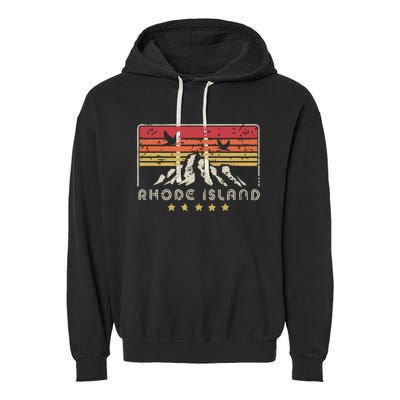 Rhode Island Retro Style Ri Usa Garment-Dyed Fleece Hoodie