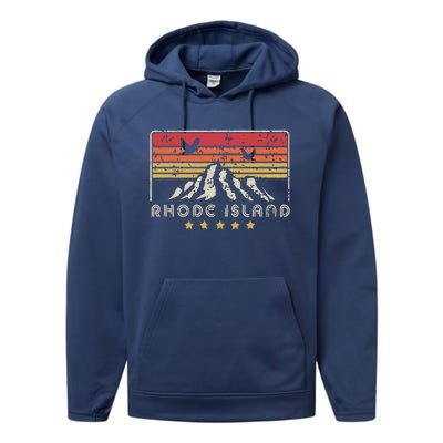 Rhode Island Retro Style Ri Usa Performance Fleece Hoodie