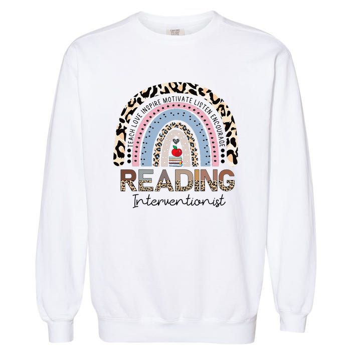 Reading Interventionist Reading Teacher Specialist Rainbow Garment-Dyed Sweatshirt