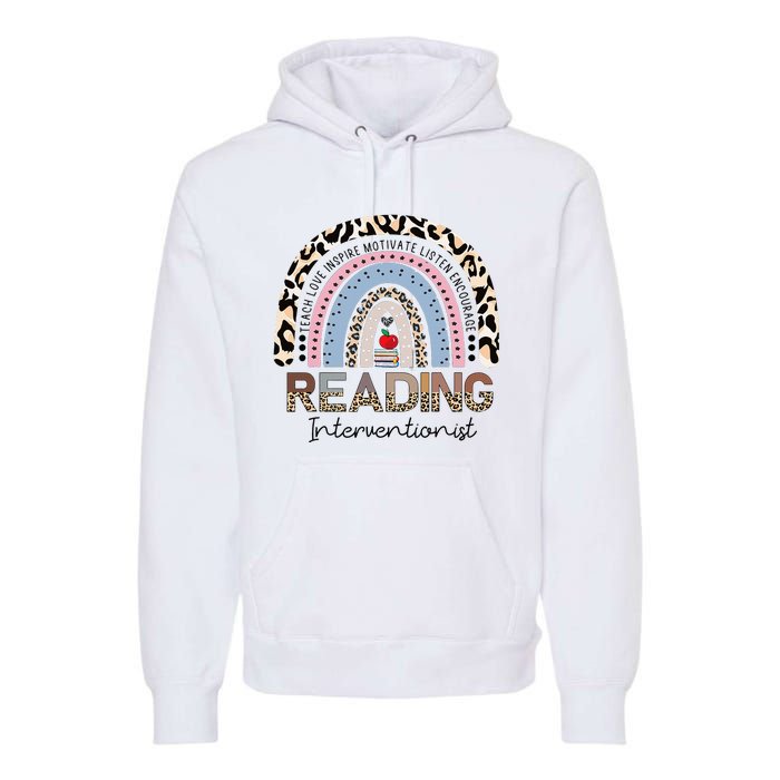 Reading Interventionist Reading Teacher Specialist Rainbow Premium Hoodie