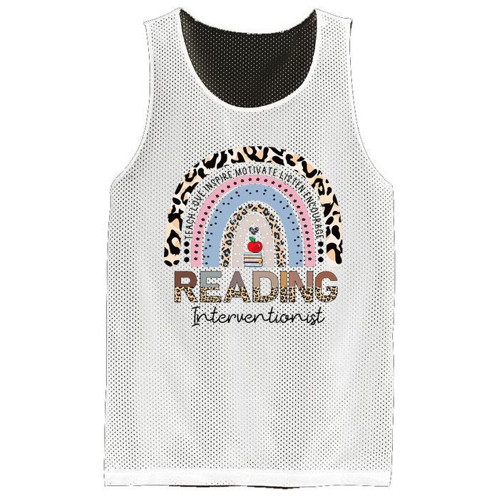 Reading Interventionist Reading Teacher Specialist Rainbow Mesh Reversible Basketball Jersey Tank