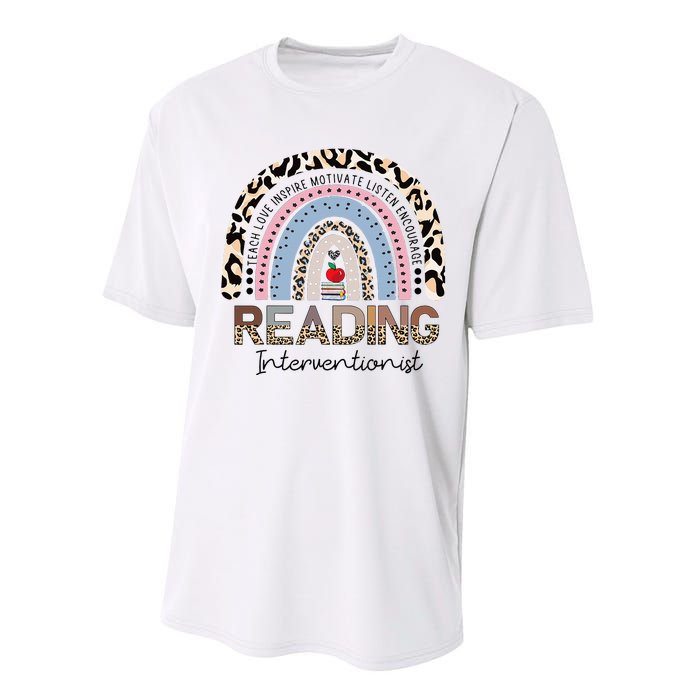 Reading Interventionist Reading Teacher Specialist Rainbow Performance Sprint T-Shirt