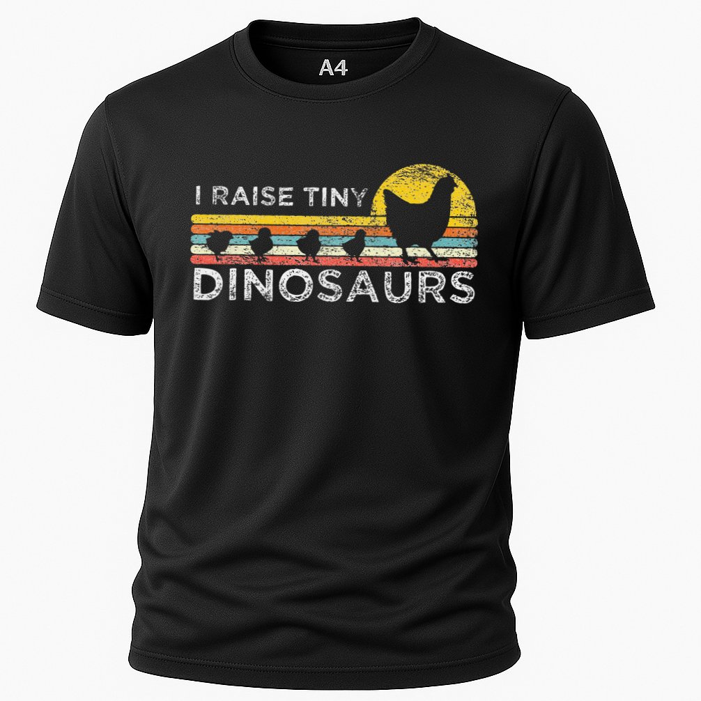 Retro I Raise Tiny Dinosaurs Chicken - Vintage Farmer Cooling Performance Crew T-Shirt