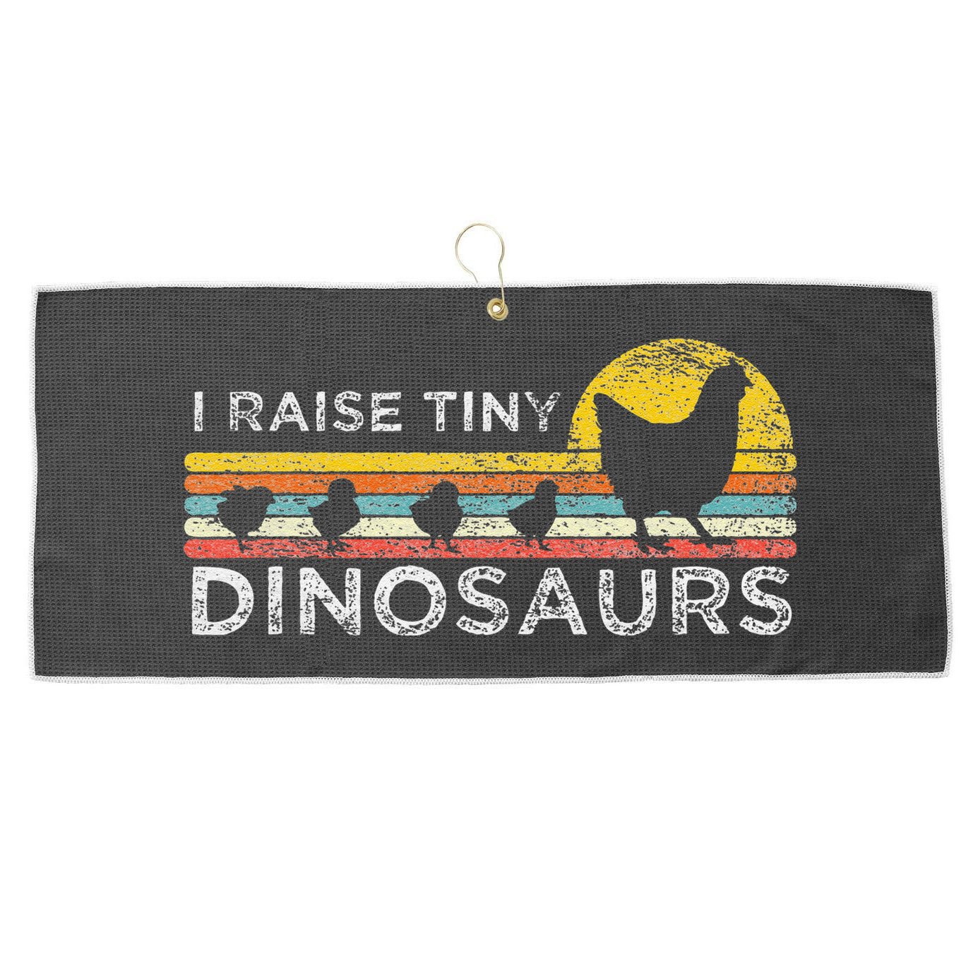 Retro I Raise Tiny Dinosaurs Chicken - Vintage Farmer Large Microfiber Waffle Golf Towel