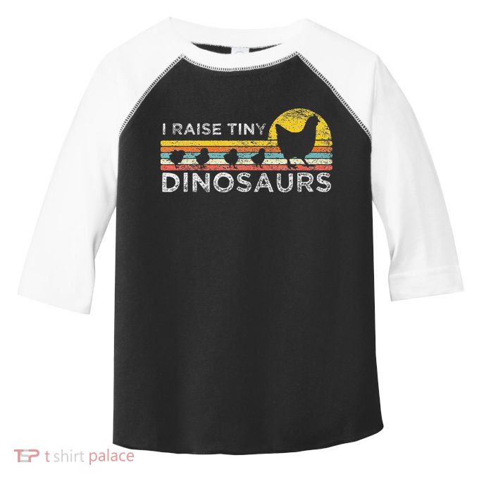 Retro I Raise Tiny Dinosaurs Chicken - Vintage Farmer Toddler Fine Jersey T-Shirt