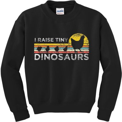 Retro I Raise Tiny Dinosaurs Chicken - Vintage Farmer Kids Sweatshirt