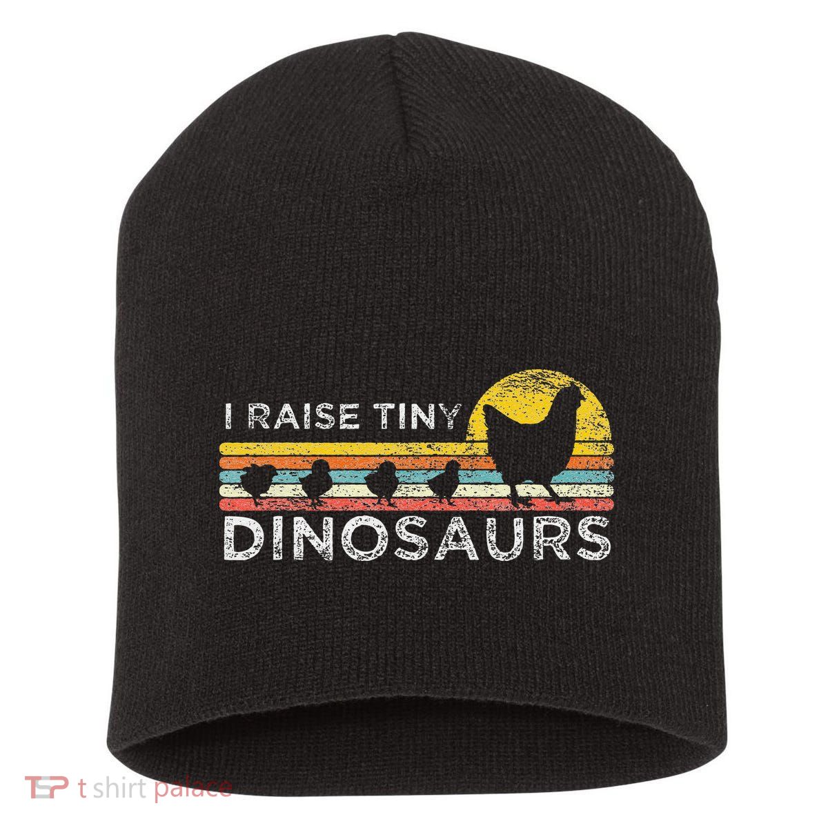 Retro I Raise Tiny Dinosaurs Chicken - Vintage Farmer Short Acrylic Beanie