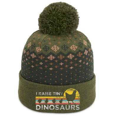 Retro I Raise Tiny Dinosaurs Chicken - Vintage Farmer The Baniff Cuffed Pom Beanie