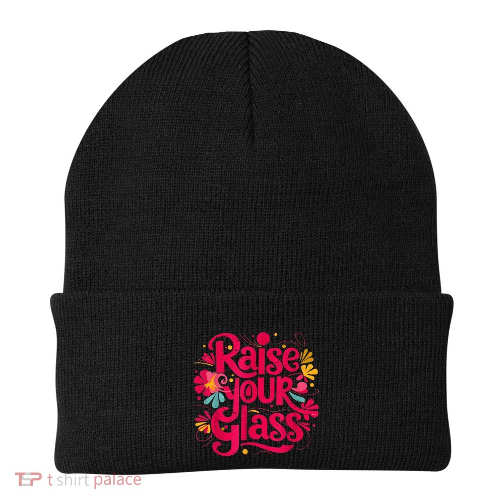 Retro I Raise Your Glass Colors Knit Cap Winter Beanie