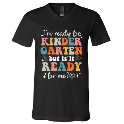 Retro I'm Ready For Kindergarten First Day of School Teacher V-Neck T-Shirt