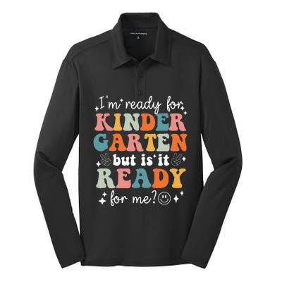 Retro I'm Ready For Kindergarten First Day of School Teacher Silk Touch Performance Long Sleeve Polo