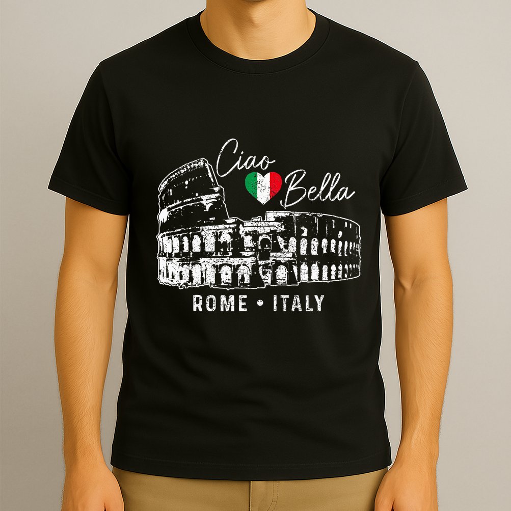 Rome Italy Roma Italia Colosseum Vintage Italian Flag T-Shirt