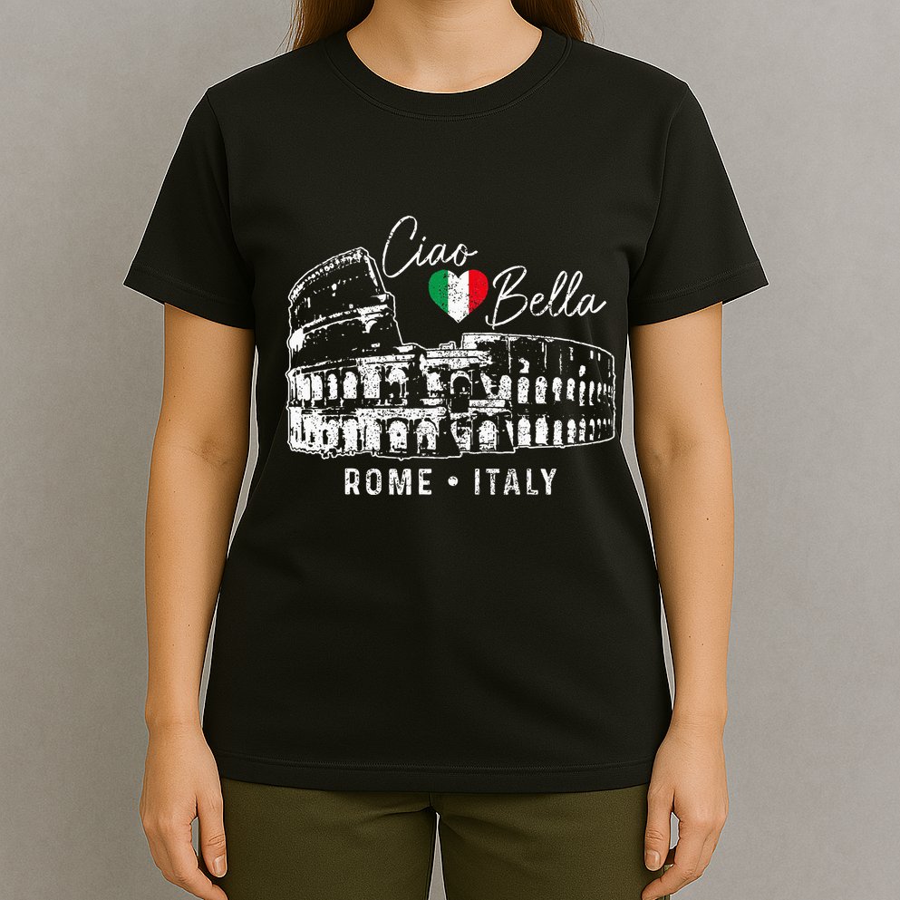 Rome Italy Roma Italia Colosseum Vintage Italian Flag T-Shirt