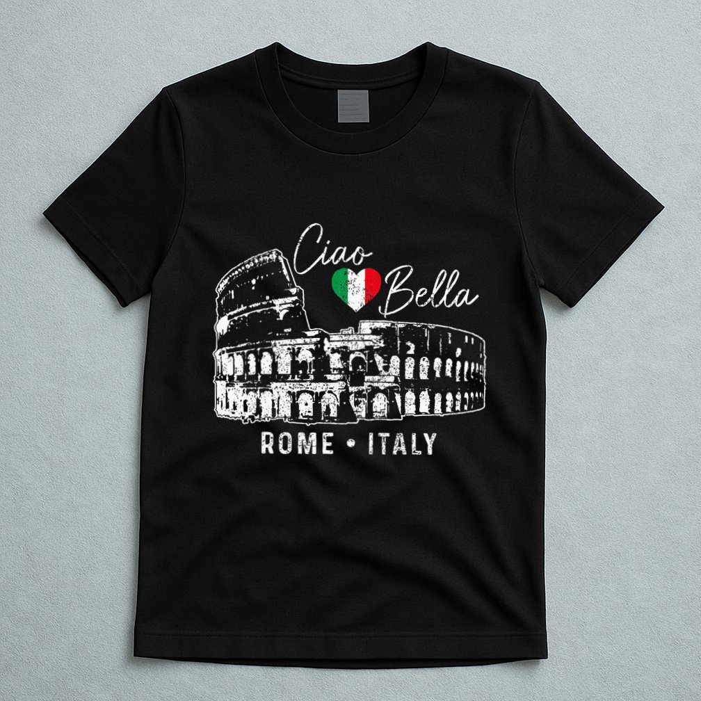 Rome Italy Roma Italia Colosseum Vintage Italian Flag T-Shirt