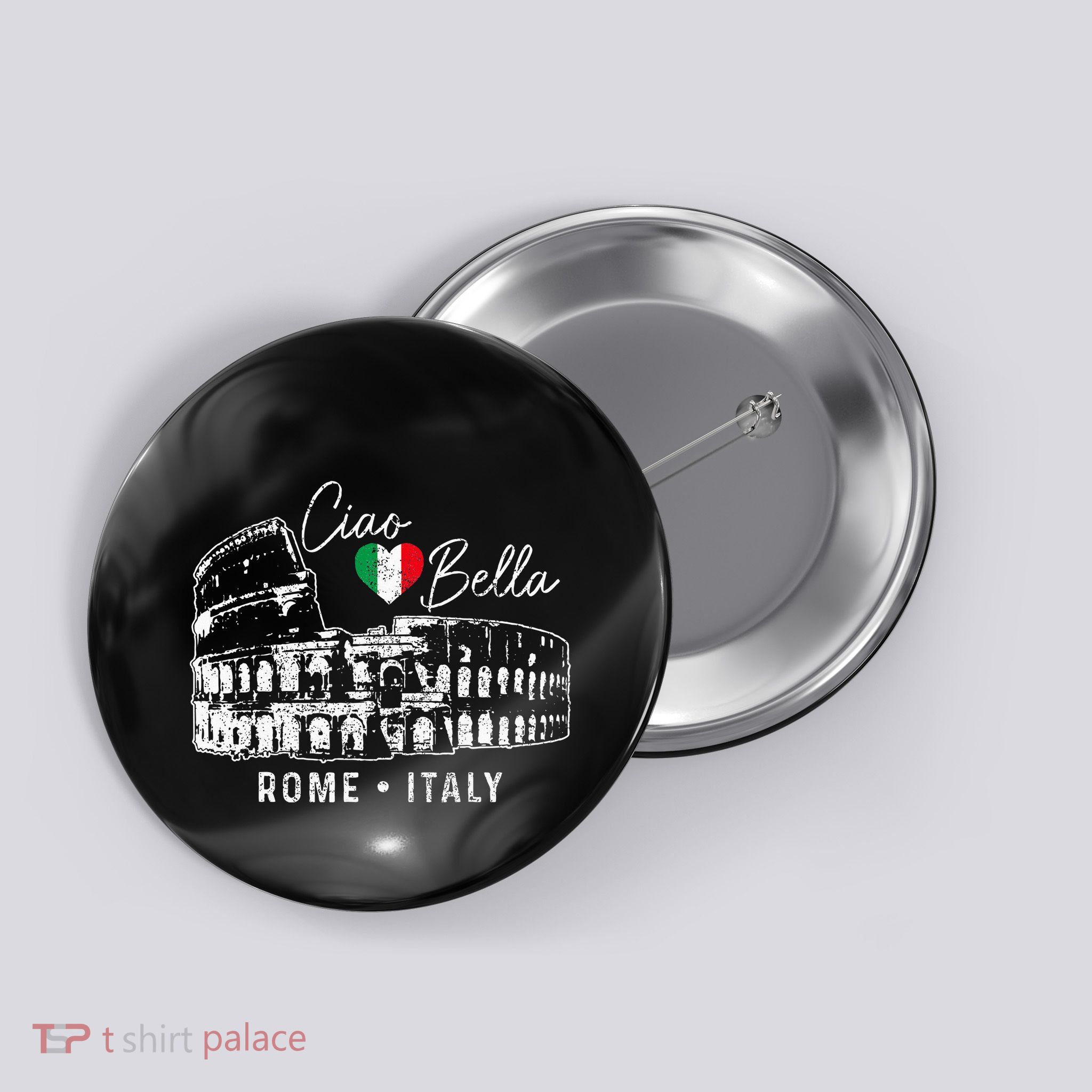 Rome Italy Roma Italia Colosseum Vintage Italian Flag Button