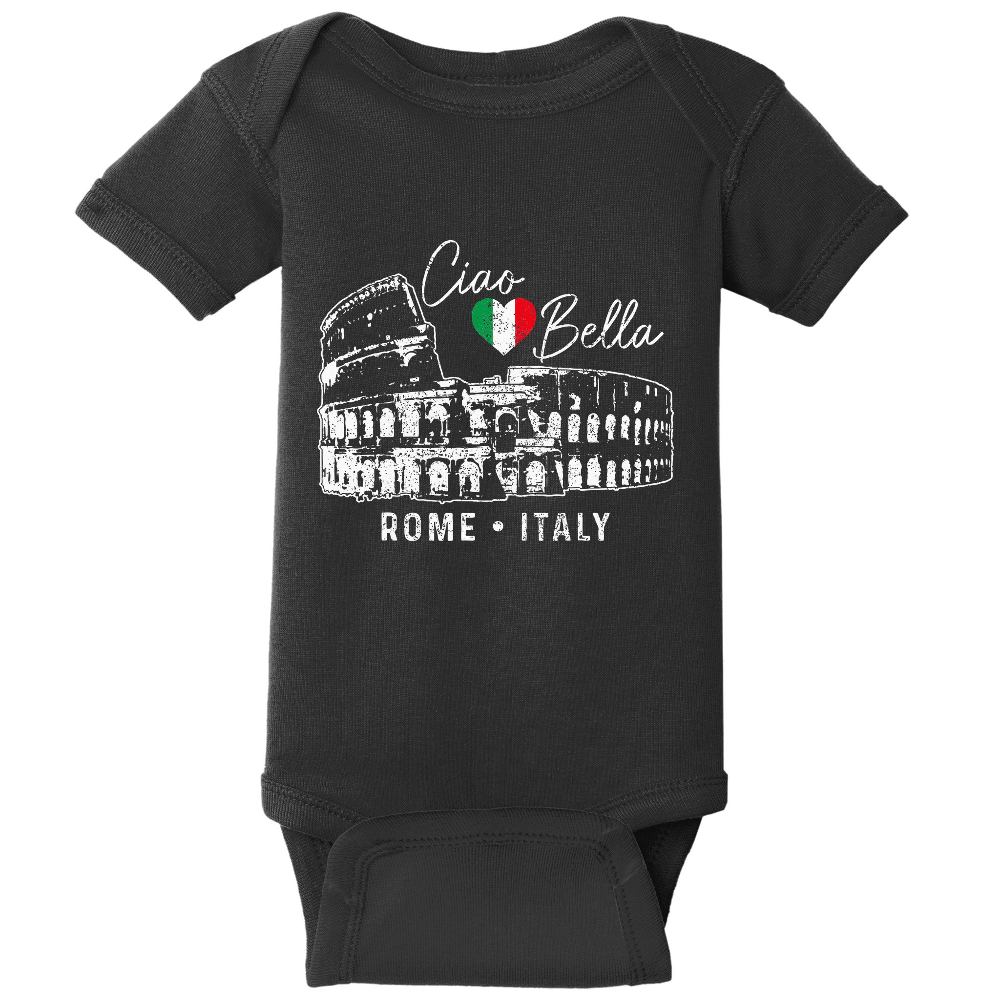 Rome Italy Roma Italia Colosseum Vintage Italian Flag Baby Bodysuit