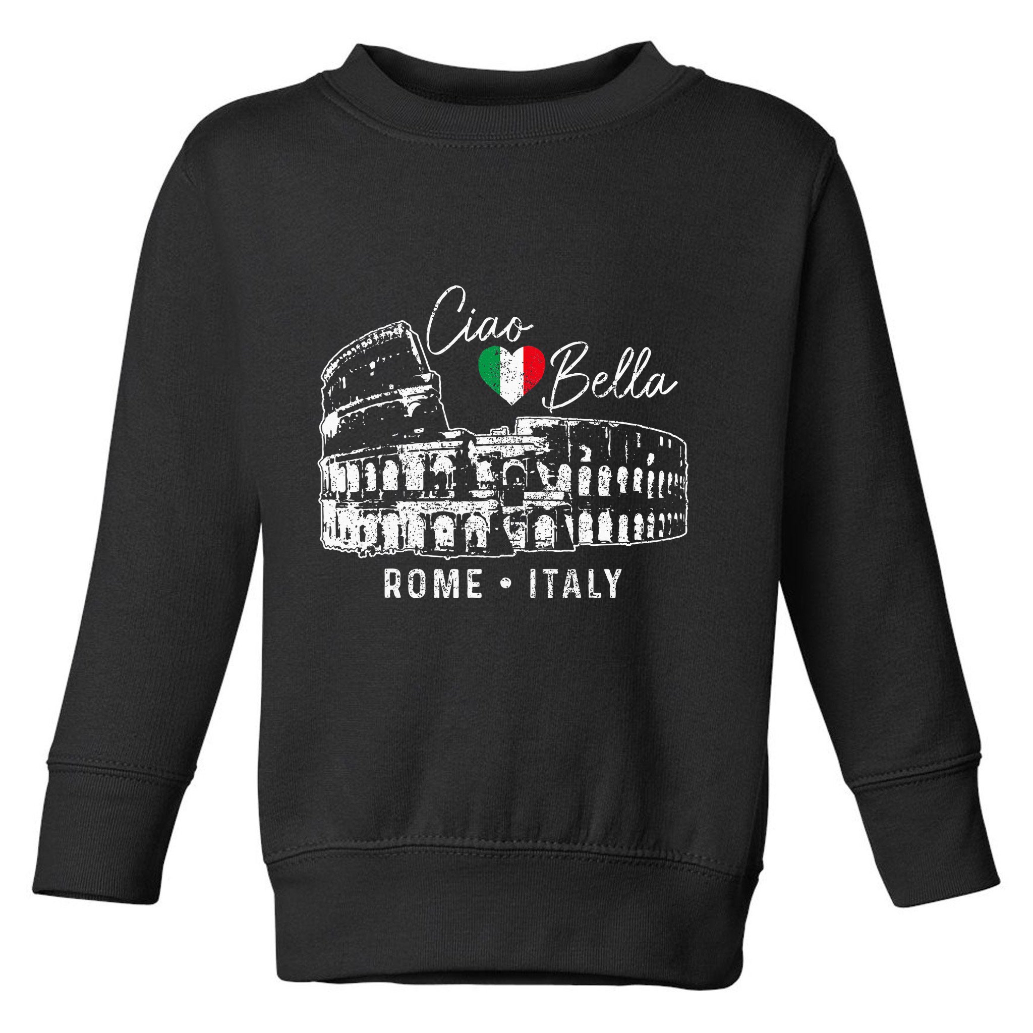 Rome Italy Roma Italia Colosseum Vintage Italian Flag Toddler Sweatshirt