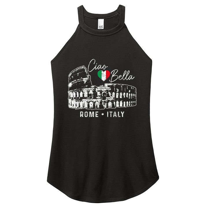 Rome Italy Roma Italia Colosseum Vintage Italian Flag Women's Perfect Tri Rocker Tank