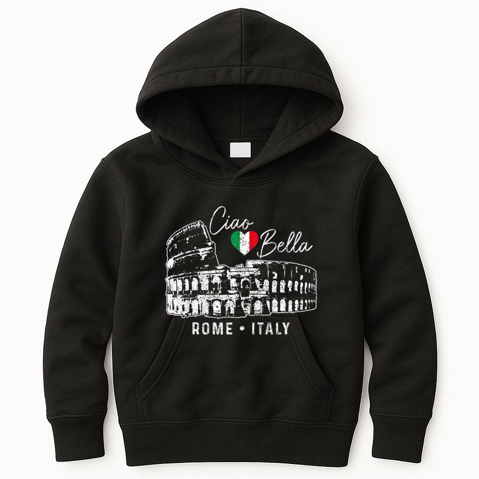 Rome Italy Roma Italia Colosseum Vintage Italian Flag Kids Hoodie