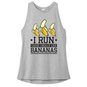 Runner I Run Because I Like Bananas Marathoner Funny Running Gift Ladies PosiCharge Tri-Blend Wicking Tank