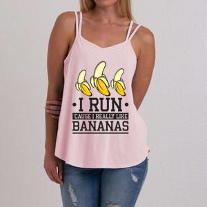 Runner I Run Because I Like Bananas Marathoner Funny Running Gift Women's Strappy Tank