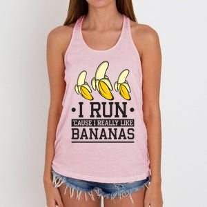 Runner I Run Because I Like Bananas Marathoner Funny Running Gift Women's Knotted Racerback Tank