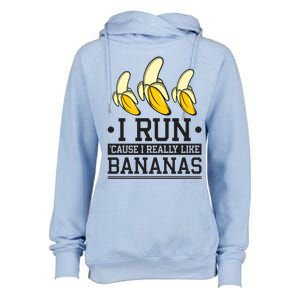 Runner I Run Because I Like Bananas Marathoner Funny Running Gift Womens Funnel Neck Pullover Hood