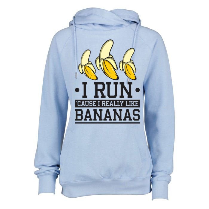 Runner I Run Because I Like Bananas Marathoner Funny Running Gift Womens Funnel Neck Pullover Hood