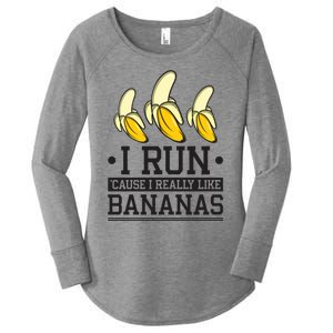 Runner I Run Because I Like Bananas Marathoner Funny Running Gift Women's Perfect Tri Tunic Long Sleeve Shirt