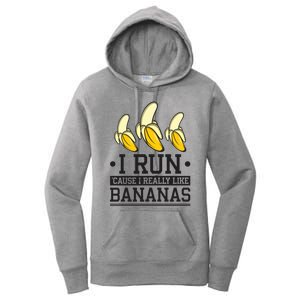 Runner I Run Because I Like Bananas Marathoner Funny Running Gift Women's Pullover Hoodie