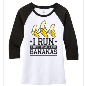 Runner I Run Because I Like Bananas Marathoner Funny Running Gift Women's Tri-Blend 3/4-Sleeve Raglan Shirt