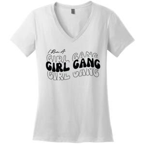 Retro I Run A Girl Gang Women's V-Neck T-Shirt