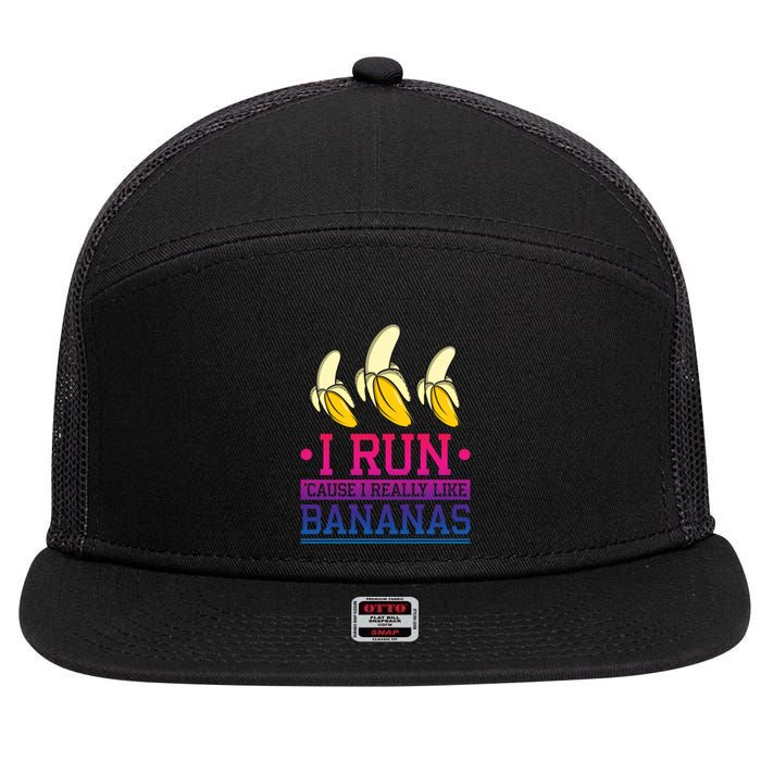 Runner I Run Because I Like Bananas Marathoner Funny Running Funny Gift 7 Panel Mesh Trucker Snapback Hat