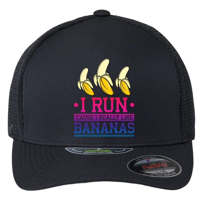 Runner I Run Because I Like Bananas Marathoner Funny Running Funny Gift Flexfit Unipanel Trucker Cap