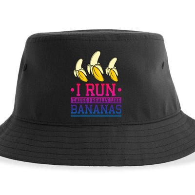 Runner I Run Because I Like Bananas Marathoner Funny Running Funny Gift Sustainable Bucket Hat
