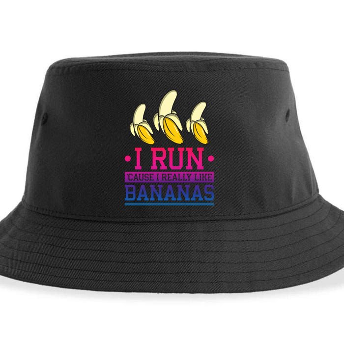 Runner I Run Because I Like Bananas Marathoner Funny Running Funny Gift Sustainable Bucket Hat