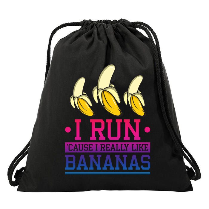 Runner I Run Because I Like Bananas Marathoner Funny Running Funny Gift Drawstring Bag