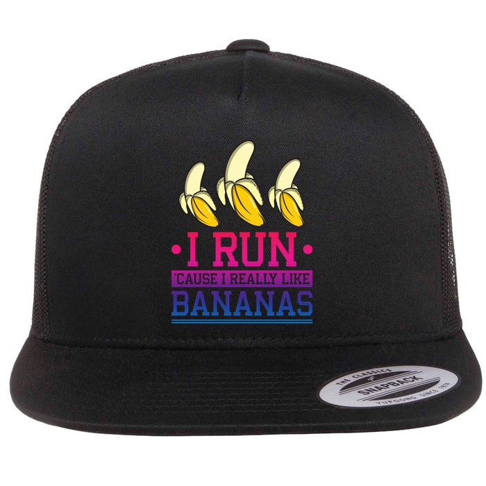 Runner I Run Because I Like Bananas Marathoner Funny Running Funny Gift Flatbill Hat